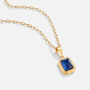 18K Gold Plated Dainty Necklace*Navy Blue Pendant*Ocean Blue*Cubic Zirconia